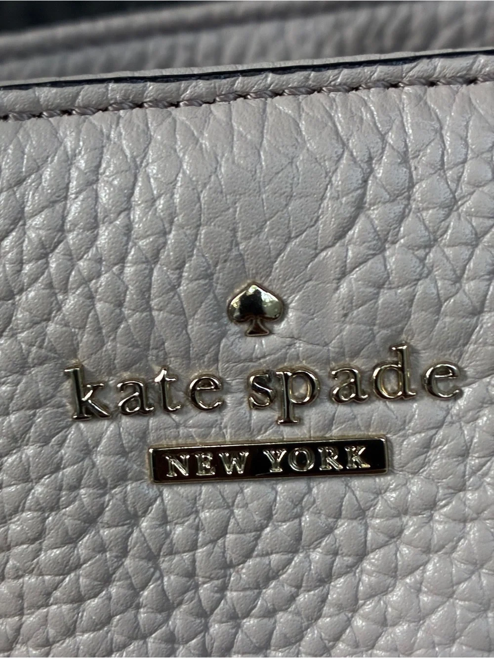 kate spade Pebbled Leather Satchel in Light Gray with Black Handles